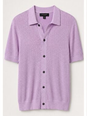 Banana Republic Lavender Knit Button-Down Polo
